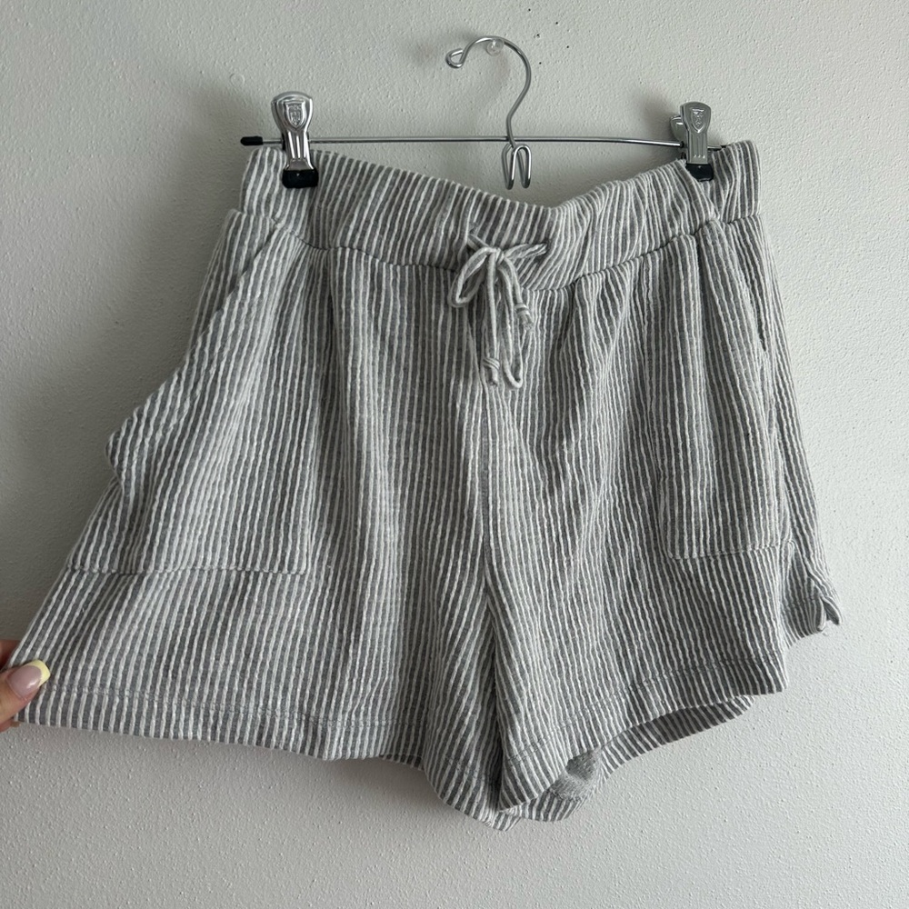 Olivia Rae High Waist Gray Striped Shorts